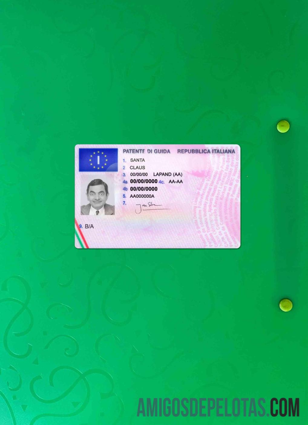 Itália DL fotovisual frontal exemplo